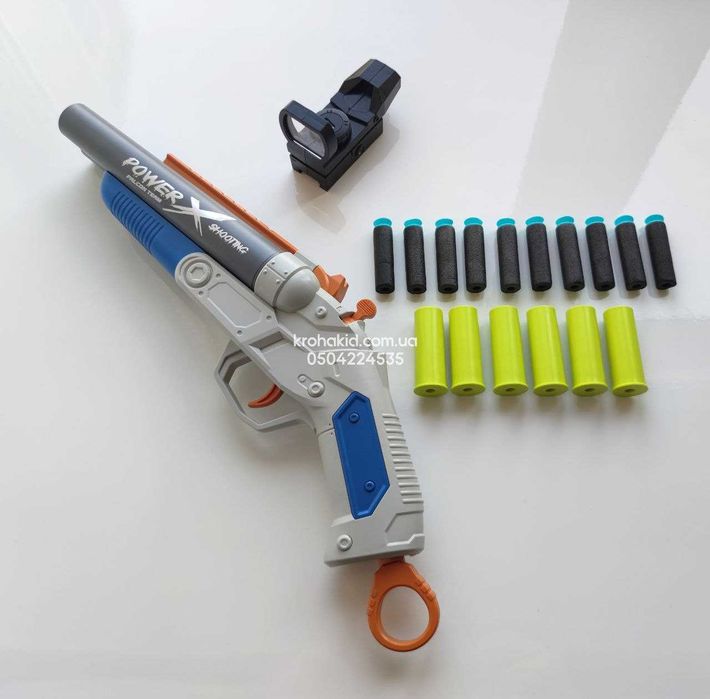 Дитяча двоствольна рушниця на м'яких кулях з гільзами Дробовик 38 см