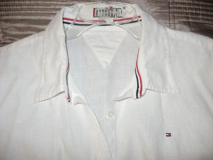 TOMMY HILFIGER Biała lniana bluzka damska S