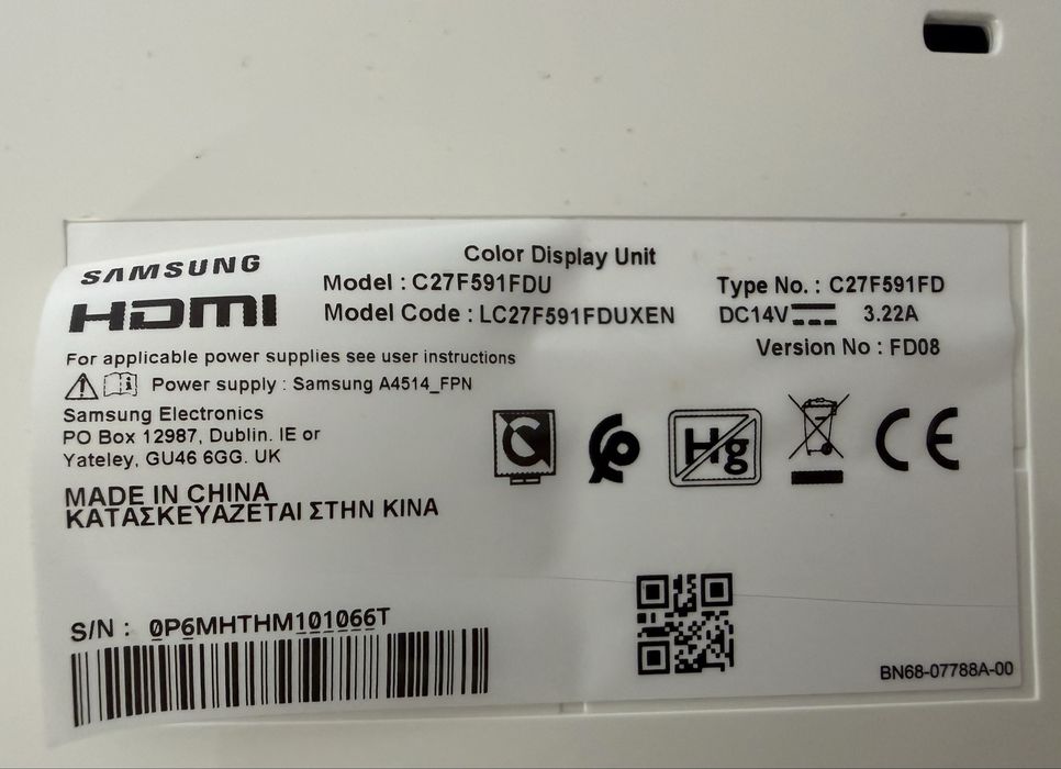 Monitor Samsung 27" C27F591FDU curved ,stan bardzo dobry