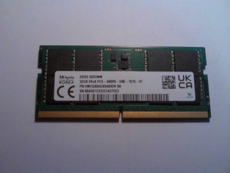 Pamięć RAM 32GB DDR5 6400 Micron MTC16C2085S1VC64BH1 KFF do laptopa.