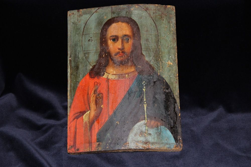 Икона Спас Вседержитель (Пантократор), нач. XIX в. 22х16 см, доска