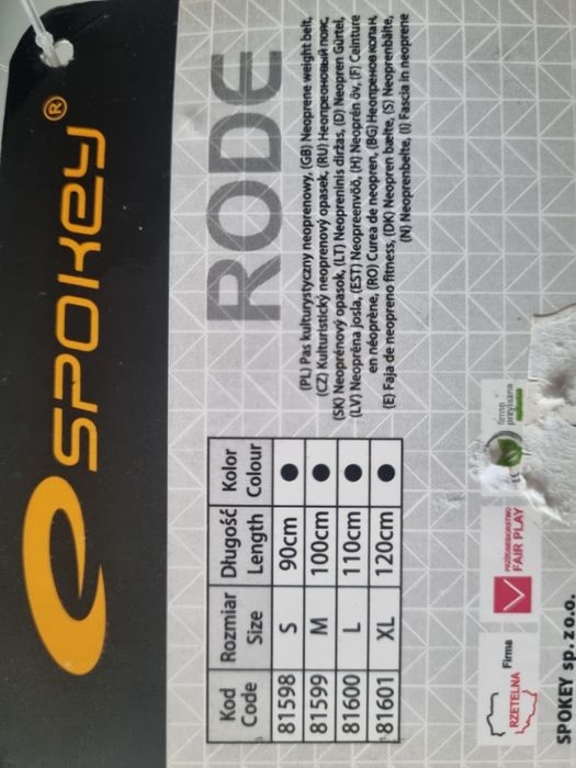 Pas kulturystyczny Spokey rozm.  M (91-100 cm)