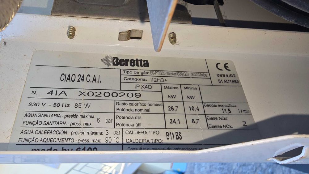 esquentador avariado para peças beretta ciao 24 cai