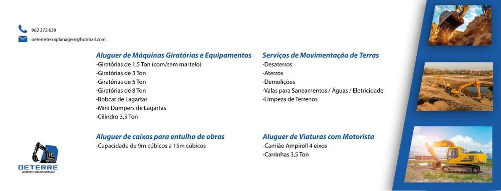 Oeterre terraplanagem Aluguer de máquinas e Camião