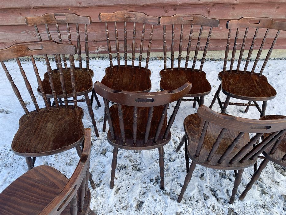 Krzesło krzesla szczebelkowe drewniane 9 sztuk