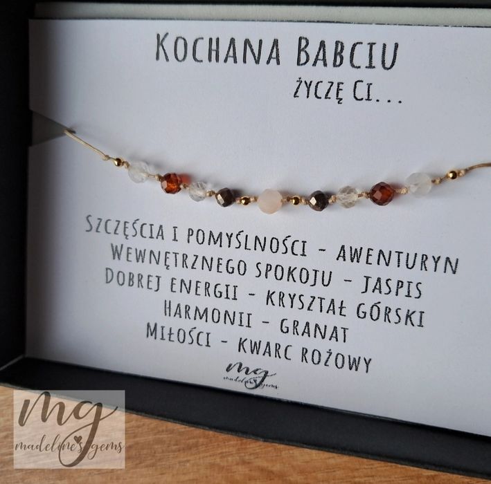 Bransoletka z kamieni naturalnych dla babci na dzień babci