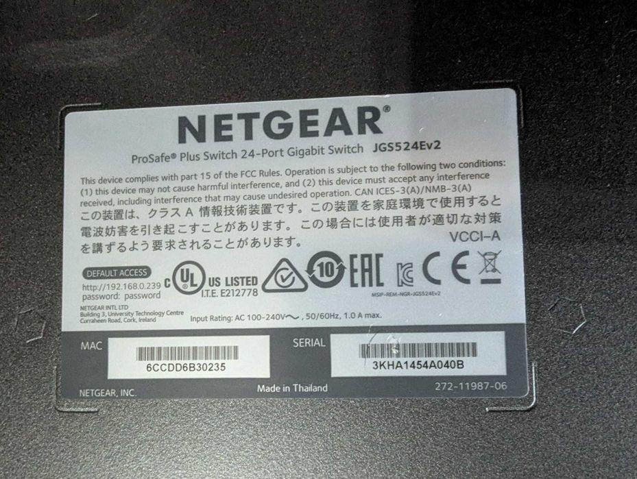 Netgear ProSafe Plus JGS524Ev2
