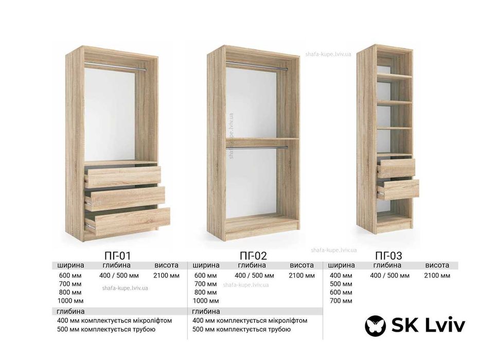 Гардеробні модульні системи - фабричні і по індівідуальним проєктам