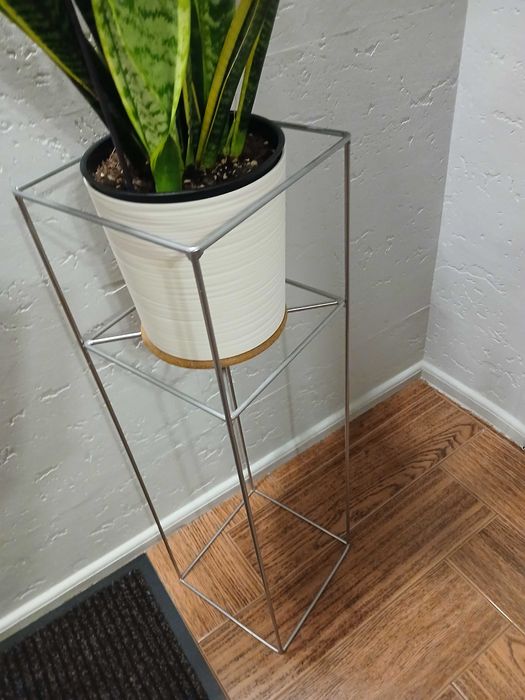 Kwietnik stojący metalowy loft filo, srebrny, 80 cm wysoki