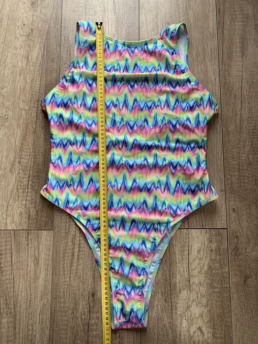 Boohoo wzorzysty jednoczęściowy kostium kąpielowy bez dekoltu 38/40