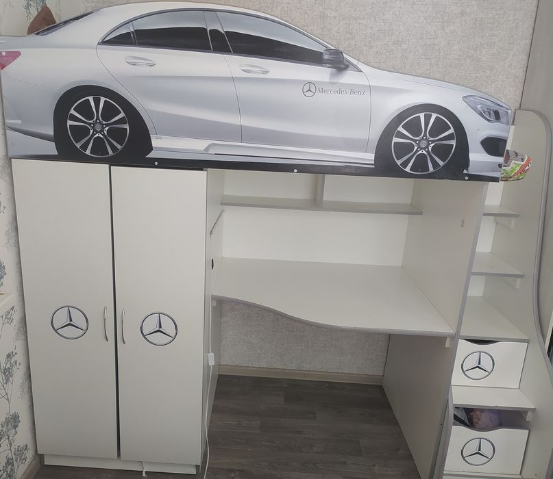 Дитяче ліжко-чердак Мерседес біле