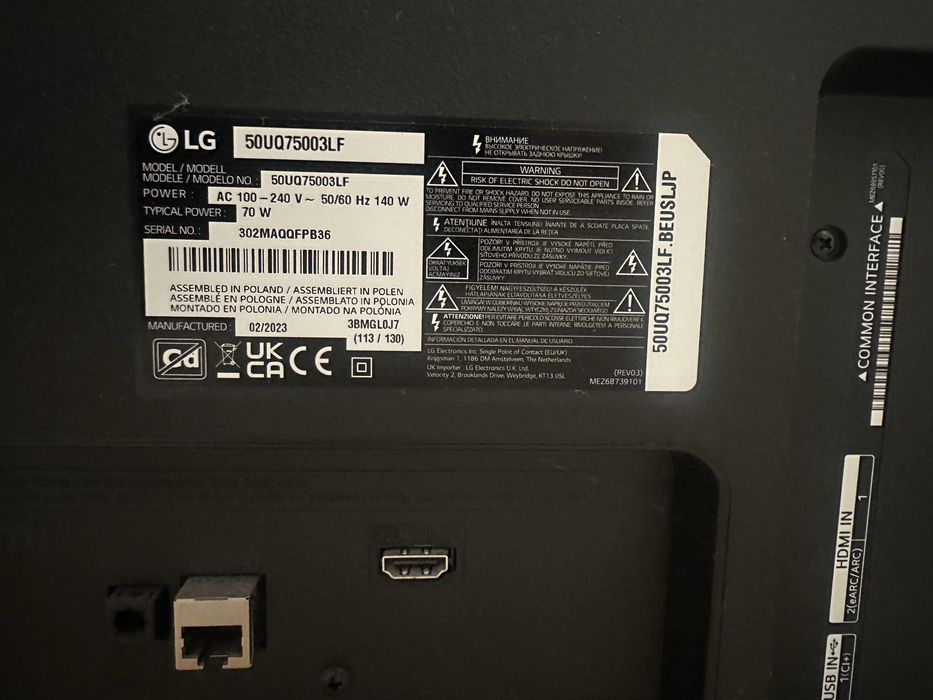 Telewizor LED LG 50UQ75003LF 50 cali 4K UHD