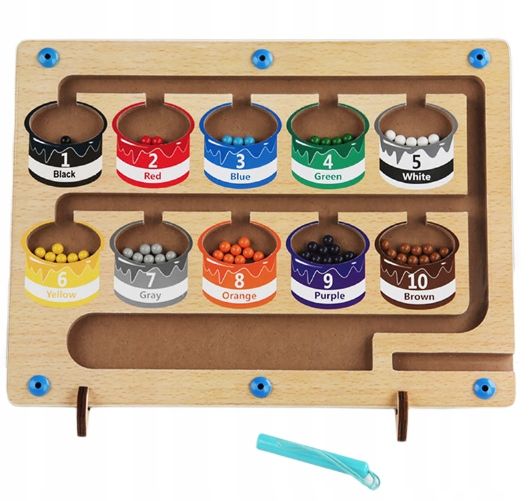 Gra Drewniany Labirynt Nauka Liczenia I Kolorów Sorter Super Prezent