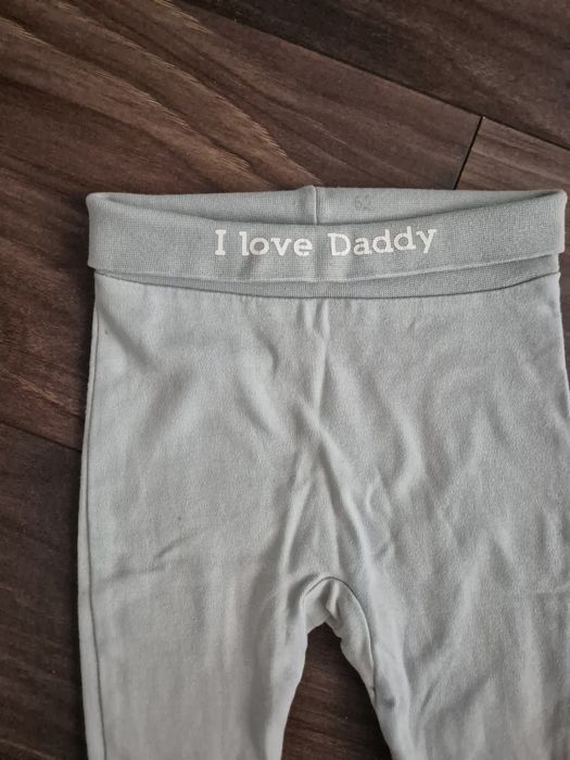 Półśpiochy miętowe r. 62 legginsy spodenki I love daddy