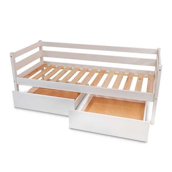 Дитяче, підліткове ліжко дерев'яне Babyson 80x190 см з ящиками, біле