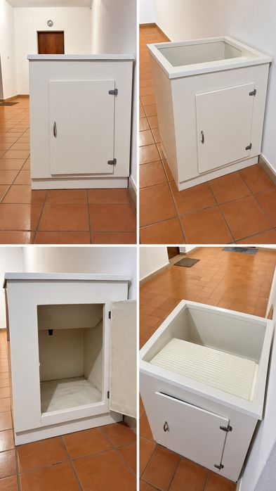 Tanque de lavar roupa em plástico com móvel de arrumação – Excelente estado