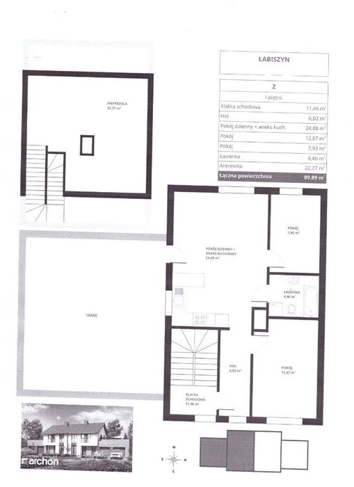 Budynek mieszkalny o pow.90m2 + garaż