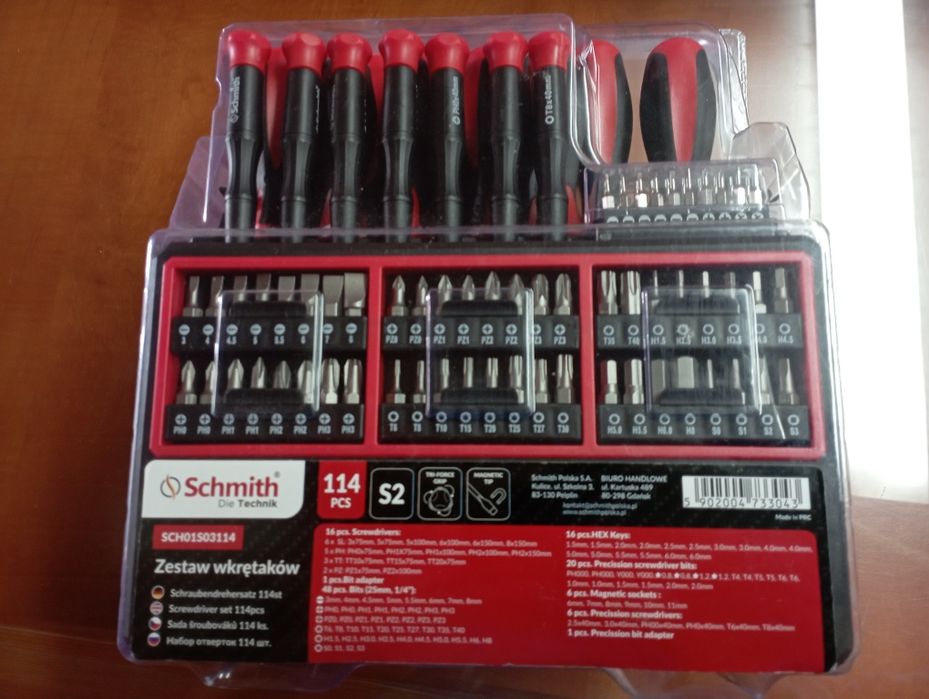 Zestaw wkrętaków i bitów firmy Schmidt 114 szt
