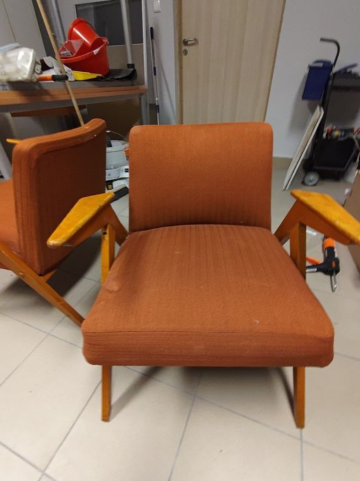 Fotele, krzesła, stolik vintage PRL