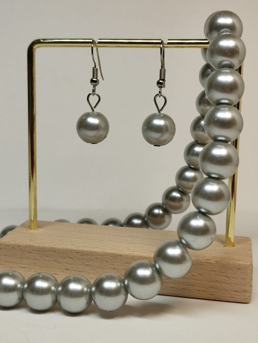 Комплект перлини намисто + сережки майорка зроблено під жемчуг ТЮСО