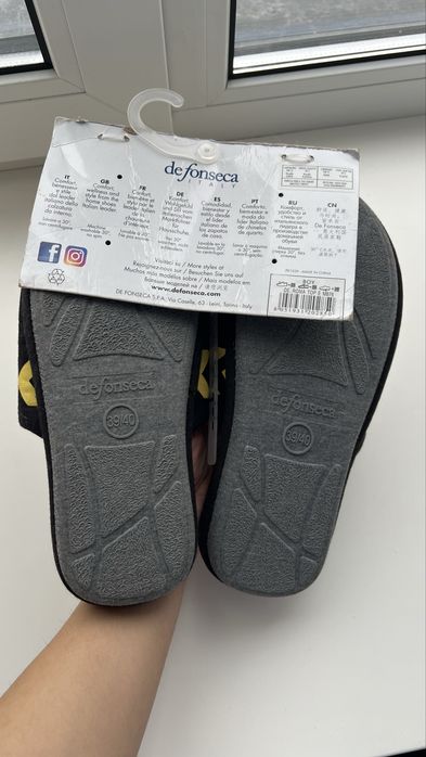 Капці тапочки комнатные De Fonseca 39/40 Италия