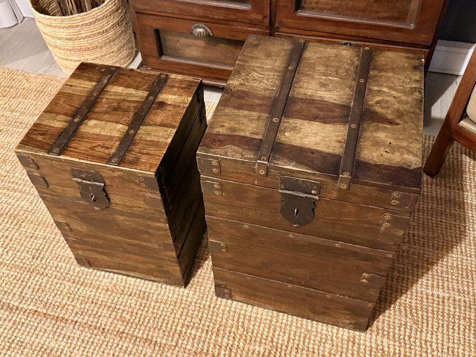 bau, arca, mesa, teca, ferro, antigo, indiano, oriental, rustico