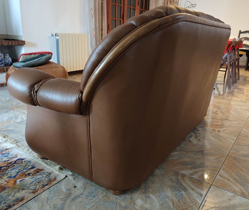 Conjunto 3 Sofás pele genuína