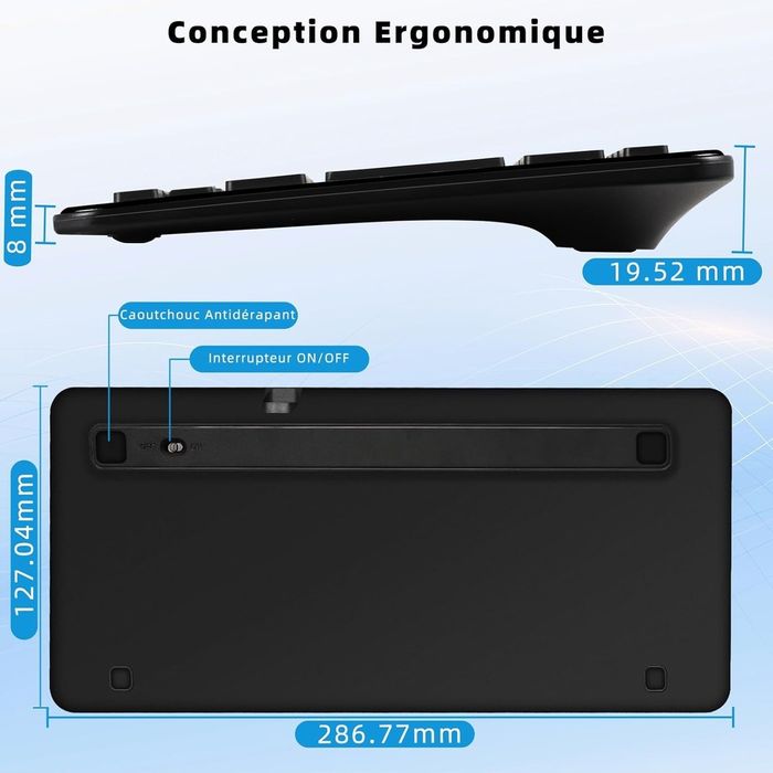 Qulose Klawiatura bezprzewodowa Bluetooth, francuska