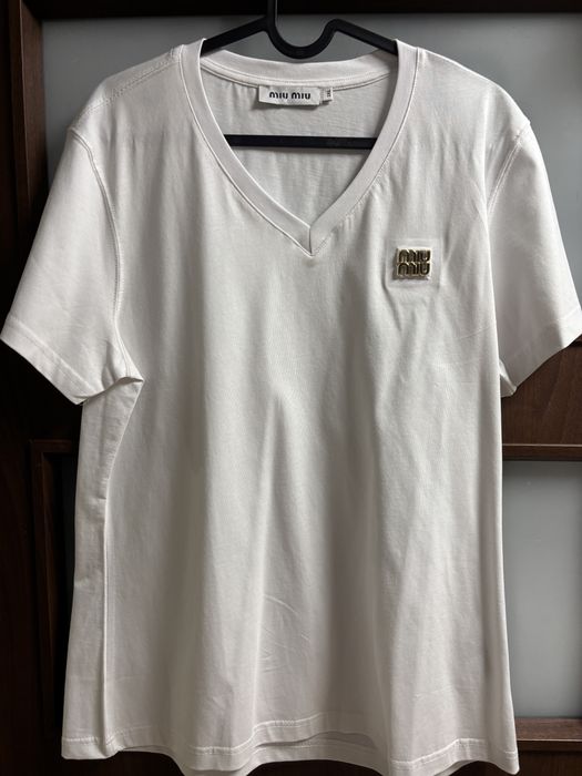 MiuMiu koszulka biała 3xl nowa zlote logo