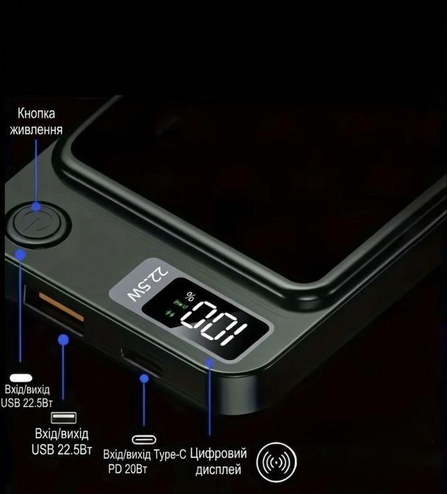 ‼️Акція‼️Ультратонкий магнітний  MagSafe Power Bank 10000mAh 22.5W з бездротовою зарядкою iPhone, Samsung,Apple,Q9