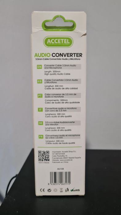 Cabo adaptador de áudio