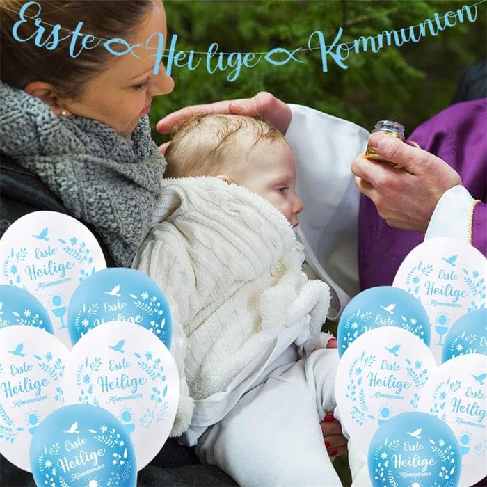 Zestaw dekoracji komunijnych 153 el. - balony, serwetki, lampiony