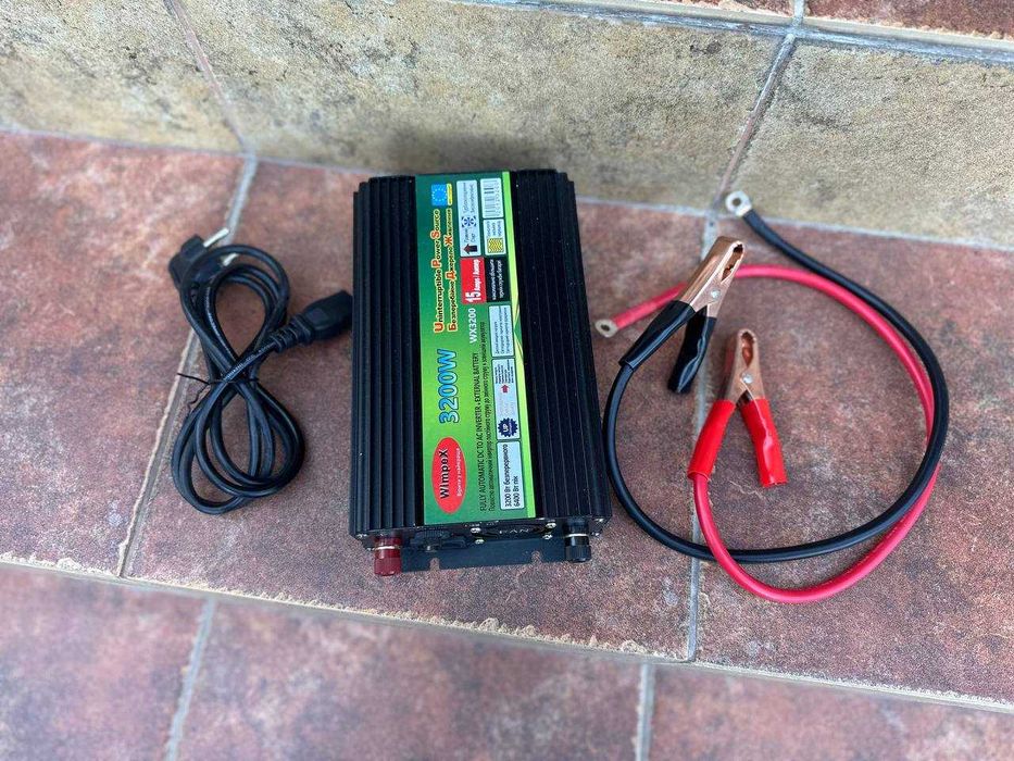 Перетворювач 12-220 В 3200 Вт із зарядкою для дому, котла, насоса. ДБЖ