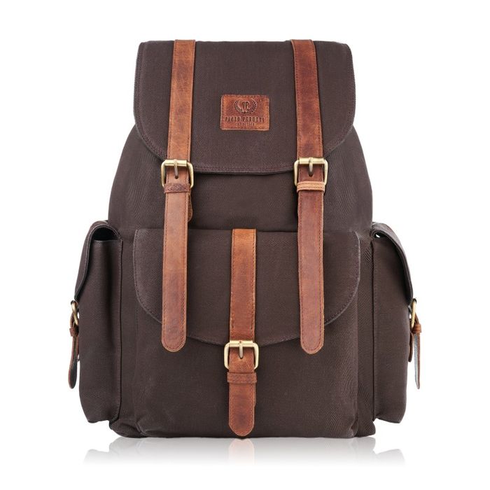 plecak męski do pracy do szkoły brązowy vintage paolo peruzzi si-05-br