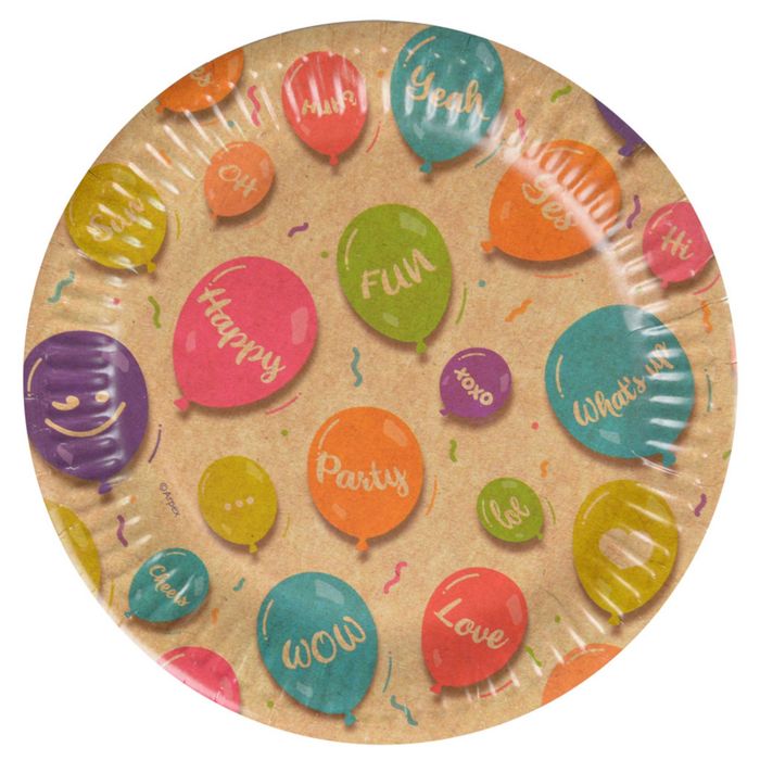 Talerzyki papierowe wzór kolorowe balony 18cm 2 x 12szt na przyjęcia