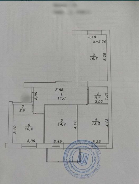 Трикімнатна квартира на першому поверсі, інд.опалення, право власності