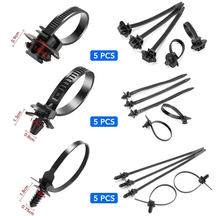 25 Abraçadeiras para fiação de cabo de carro (Artigo Novo)