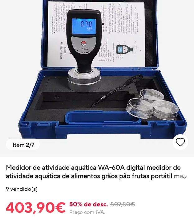 Testador de Medidor de Atividade de Água LCD Portátil WA-60A