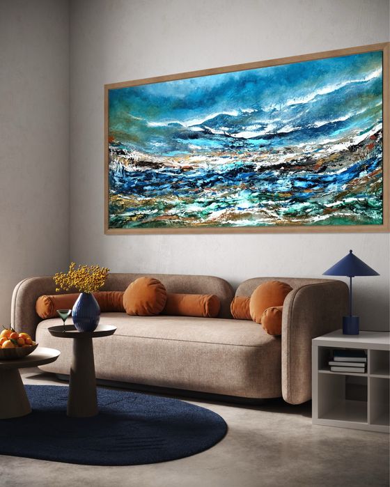 Obraz Abstrakcja 80x140cm, akryl. Okazja!