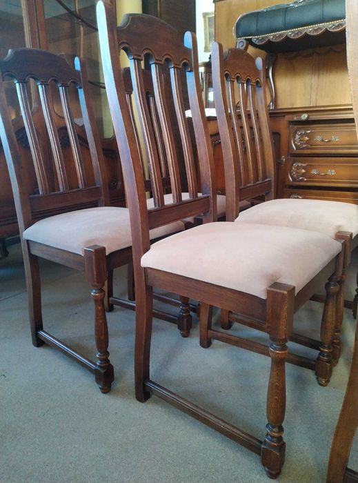 Stylowe krzesła dębowe komplet 6 sztuk