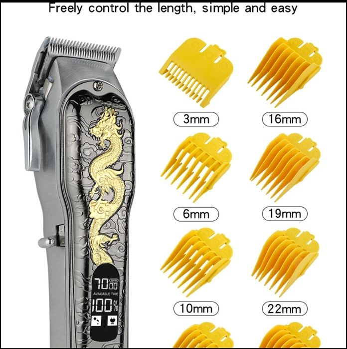 Máquina de cortar cabelo profissional sem fios com LCD NOVO