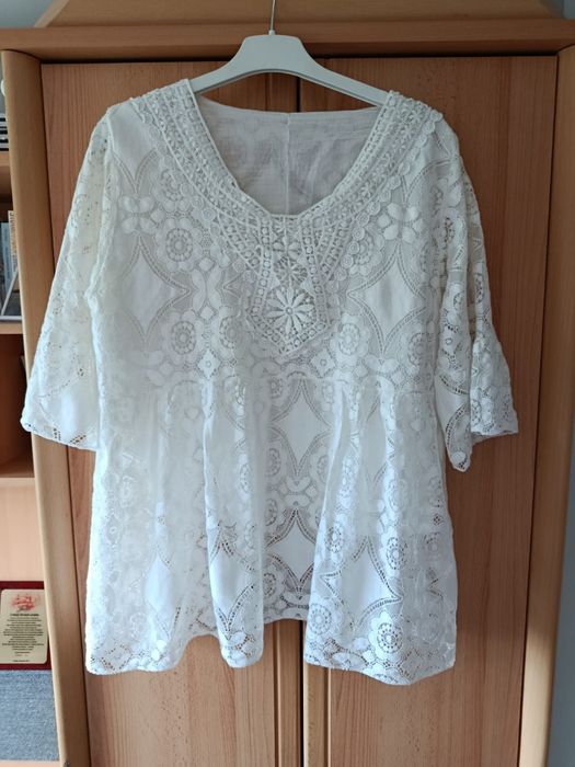 Biała bluzka damska ażurowa