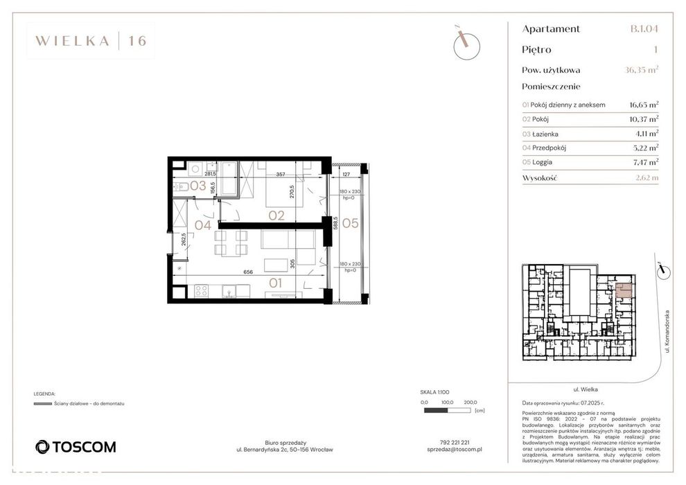 2-pokojowe mieszkanie 36 m² + loggia - Widok 2
