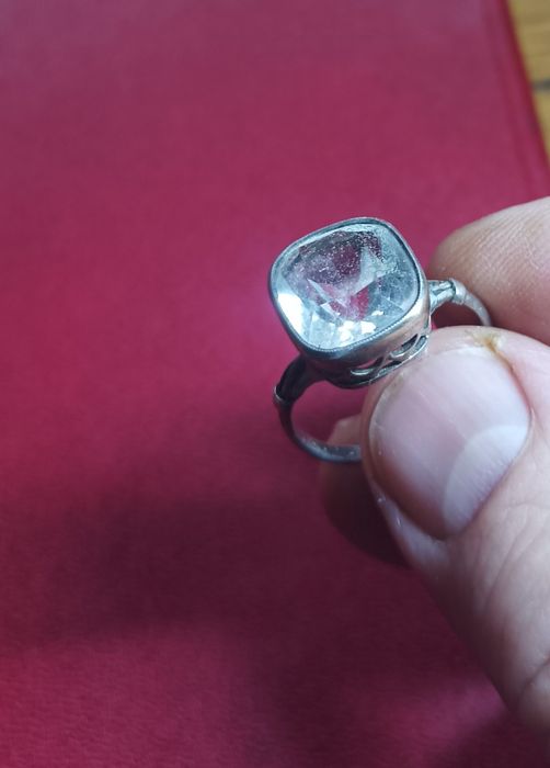 Винтажные кольцо серебро 875, камень горный хрусталь