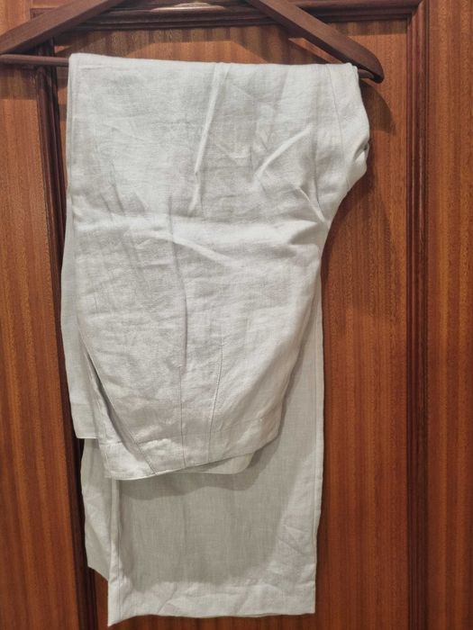 Calças de linho azul La Redoute