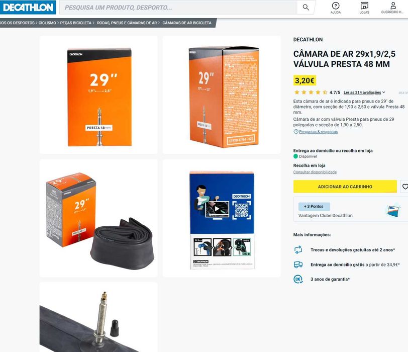 Vendo 3 câmaras de ar em bom estado