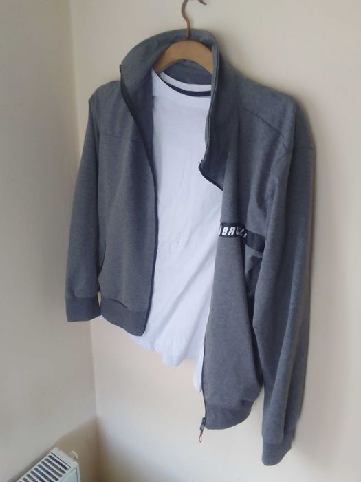 Zestaw Męski L/XL: Grafitowa Bluza Rozpinana + Biały T-shirt (Lekka, Sport)