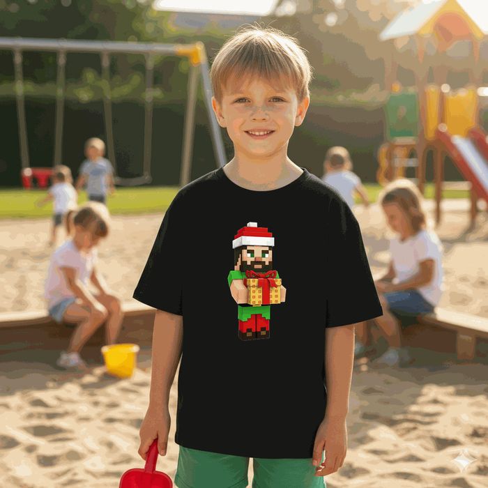 Koszulka dziecięca czarna steve z minecraft prezent święta 152