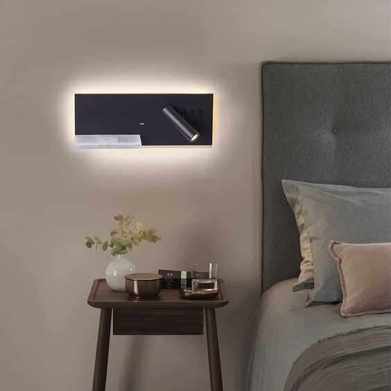 Aplique parede leitura USB carregamento wireless