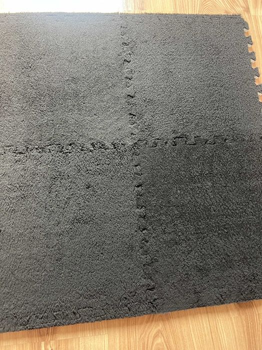 12x Puzzle Piankowe EVA Mata Pluszowa Dywan Podłogowa Czarne 30x30cm